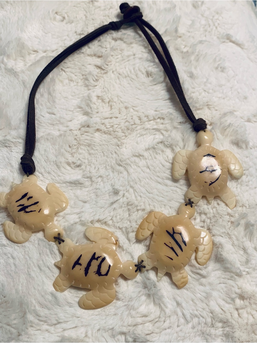 Hand Made Tortoise Necklace with Double suede cord